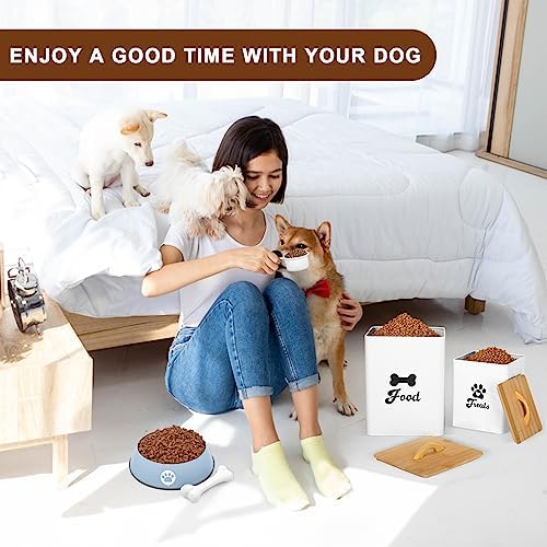 Dog Treat Container 2PCS, Dog Food Storage Container with Lids Airtight, Dog Treat Jars for Kitchen Counter-7+3Lbs, Small Dog and Cat Cookie Jar for Storage, Pet Treat Container (Upgraded) White