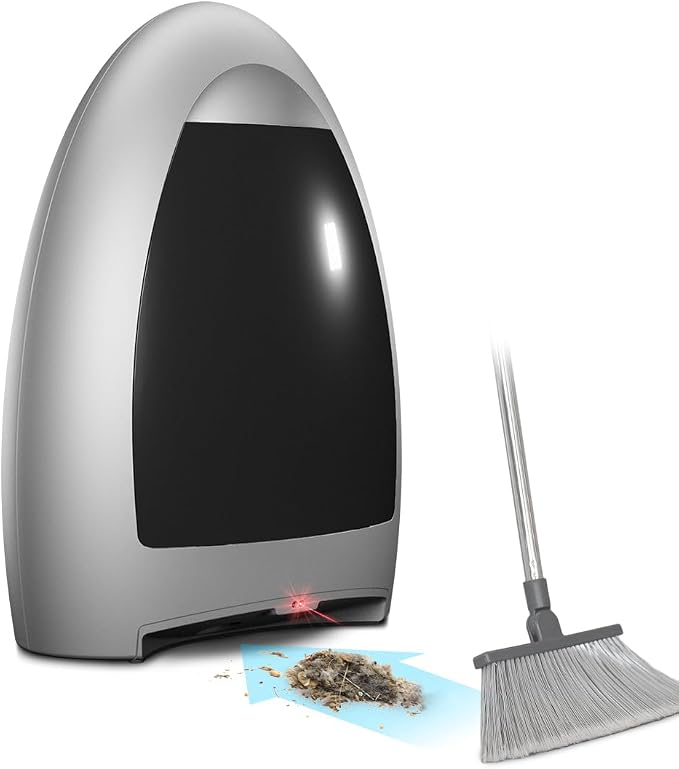 EyeVac Home Touchless Vacuum Automatic Dustpan - Great for Sweeping Pet Hair Food Dirt Kitchen - Ultra Fast & Powerful, No More Bending Down, Bagless, Corded, Automatic Sensors, 1000 Watt (Silver)