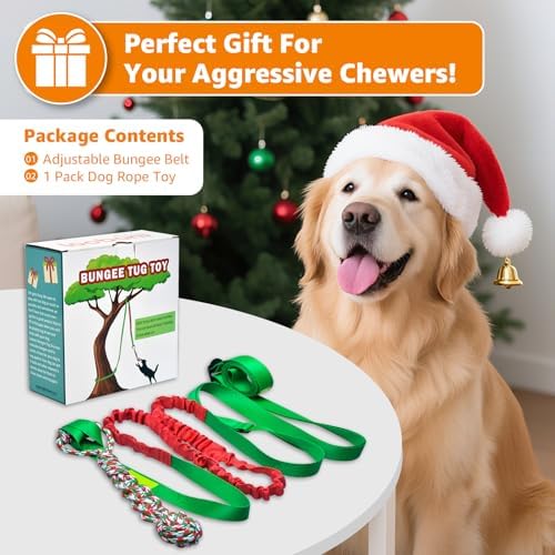 LOOBANI Outdoor Bungee Tug Toy, Interactive Dog Tree Hanging Toys, Green