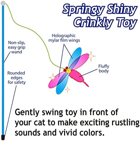 猫壱 NECOICHI Crinkly Critters Cat Feather Teaser Interactive Wand Toy No.1 Selling Cat Toy in Japan
