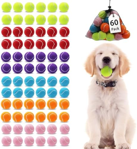 Magicorange Small Tennis Balls, 60 Pack 2 inch Tennis Balls for Dogs