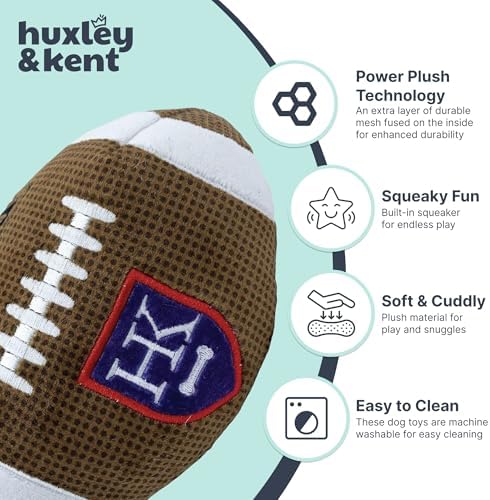 Huxley & Kent Power Plush Squeaky Dog Toy, Hk Football, Small