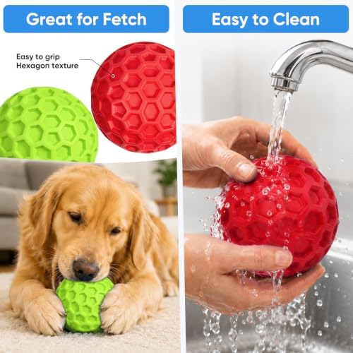 Squeaky Dog Balls Toy 2 Pack, Interactive Dog Toys for Aggressive Chewers, Squeaky Balls for Dogs, Durable Dog Chew Toys for Medium Large Dogs, Dog Balls for Aggressive Chewers, Outdoor Dog Toys