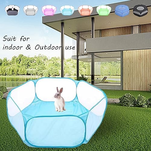 Small Animals Playpen, Portable Pop-up Open Interactive Pet Tent, Indoor Outdoor Fence for Rabbits, Guinea Pig, Hamster, Chinchillas, Kittens, Puppies