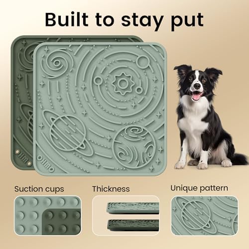 OHMO Lick Mat for Dogs&Cats, Space Pattern, Small, 2pcs, Camo&Sage Green