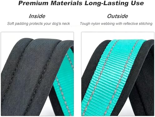 Reflective Dog Collar for Large Dogs Wide Padding 6 Holes Adjusta