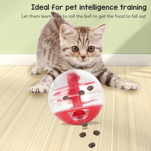 TITA-DONG Interactive Cat Treat Dispensing Puzzle Ball Toy, Adjustable Leakage Mouth Slow Feeder for Kitten Training