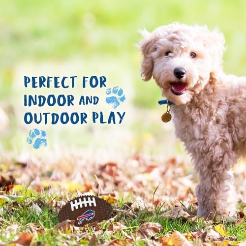 NFL Buffalo Bills Mega- Chew Hard Nylon Bacon-Flavored Dog Bone Football Chew Toy Interactive Tasty Fun Dog Chewy Toys Indestructible Strong Durable Tough Pet Biting Playtoy for Aggressive Chewers