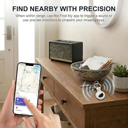 4 Pack Smart Tracker Tags MFi Certified Item Finder Apple Find My iOS Only | Bluetooth Air Worldwide Tracking Tracker Tags Waterproof Key Finder Locator with Sound for Luggage Wallet Pets Dogs Cats