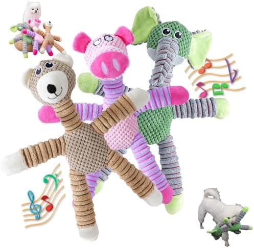 2026 Upgraded Dog Toys for Aggressive Chewers,Dog Toys for Large Dogs, Puppy Toys Indestructible for Large Medium Small Dogs (7.9 * 14.9in) (Bear&Pig&Elephant*1)