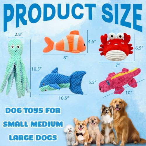 MRSOHRET Dog Squeak Toys for Aggressive Chewers, Crinkle Puppy Chew Toys