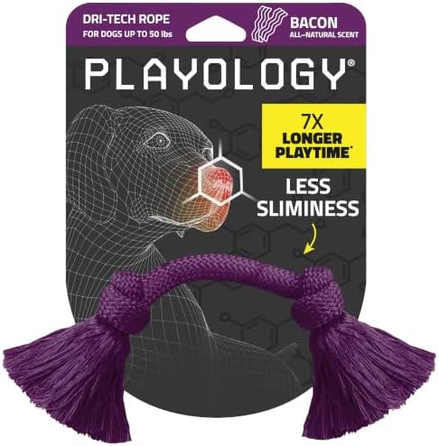 Playology Tug Rope Dog Toys for Medium Dogs - Medium, Bacon Scent