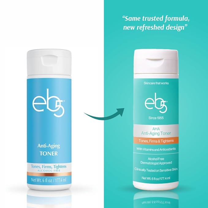 eb5 Aha Anti-Aging Facial Toner with Vitamins and Antioxidants, Tones, Firms & Tightens, Alchohol-Free, Clinically Tested on Sensitive Skin (6 fl oz)