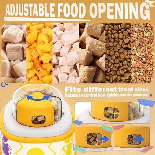 Dog Treat Dispenser Toy, Interactive Dog Enrichment Toy with Adjustable Food Opening, Step & Spin Puzzle Feeder for Mental Stimulation, Non-Slip Slow Feeder Toy for Small & Medium Dogs