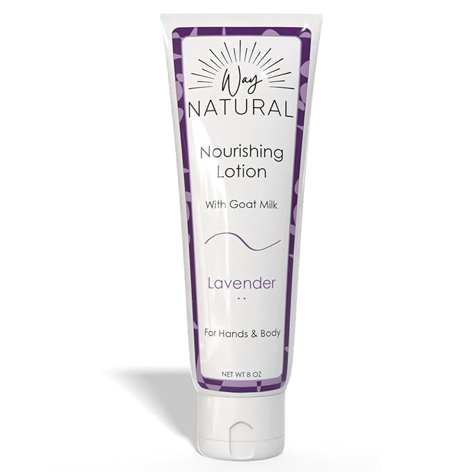 Nourishing Goat Milk Lotion, Lavender (8oz) - Natural Hand & Body Lavender Lotion for Dry Skin Relief, USA Made - Goat Milk Hand Cream for Women & Men - w/Shea Butter & Aloe