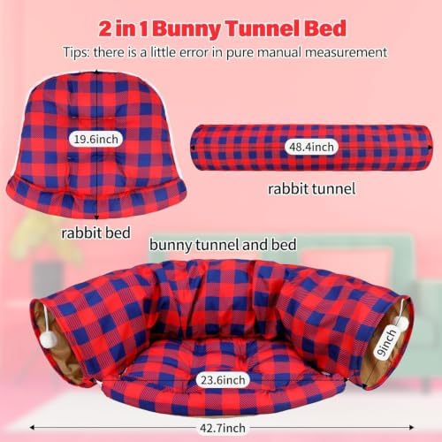 BWOGUE Bunny Tunnel Bed, 2-in-1 Collapsible Rabbit Tunnel Hideout with Mat