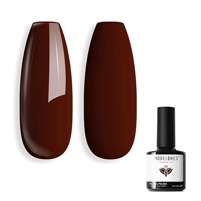 modelones Gel Nail Polish Red Burgundy Nail Dark Red Brown Gel Nail Polish Soak Off Nail Art Manicure 15 ML