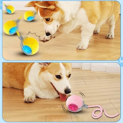 Interactive Cat Toys Ball Fast Rolling on Carpet, Motion Activate Cat Toys for Bored Indoor Cats Dogs (Yellow)