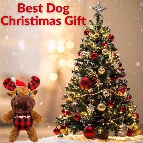 Plush Dog Toy - Dog Stuffed Animal Toy, Puppy Toys, Squeaky Dog Toy for Small, Medium & Large Dogs, Durable Plush to Keep Them Busy Morris Moose (Christmas)