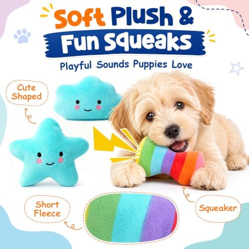 KIPRITII 9 Pack Puppy Toys for Teething, Small Dog Toys Set Keep Dogs Busy | No-Stuffing Dinosaur-Shaped Toy, Squeaky & Chew Play, Tug & Fetch, Boredom Relief, Indoor Play, Outdoor Interaction