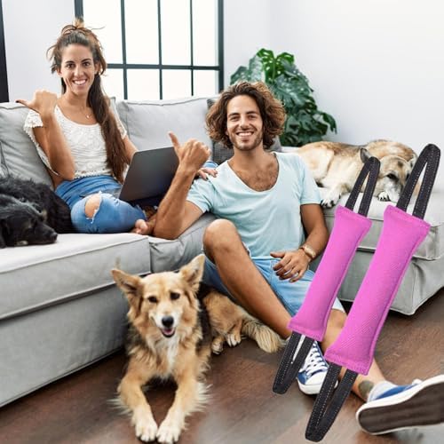 Clysoru tug Toy for Dogs Tug of War Dog Bite with 2 Strong Handles Made Durable Tear Resistant Stitches (Light Pink)
