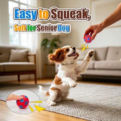 HOLYSTEED 2" Latex Squeaky Dog Toys for Small Dogs, Mini Breed, Soccer Ball