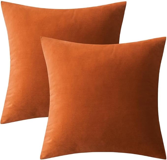 MIULEE 12x20 Inch Lumbar Velvet Fall Throw Pillow Covers Orange | Pack of 2 Soft Solid Decorative Pillow Covers, Modern Luxury Home Decor, for Chair Couch Sofa Bedroom Livingroom
