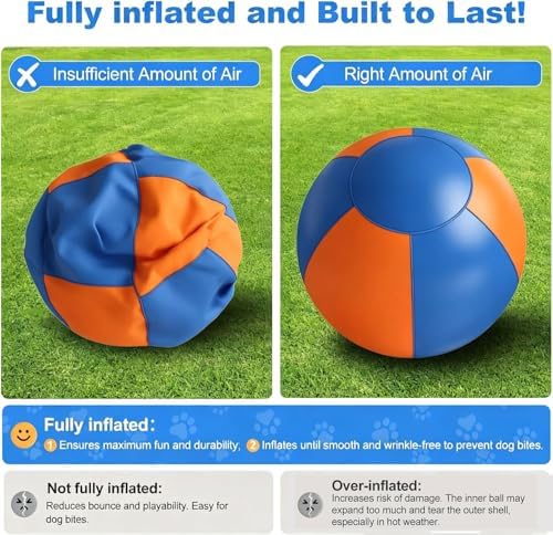 Sheepdog Herding Ball 10/18/22/25 Inch, Heavy-Duty Double-Layer Anti-Burst Tear-Resistant Interactive Dog Toy with Air Pump Washable Cover for Indoor Outdoor Play (Blue + Orange, 22)