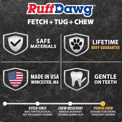 Ruff Dawg Dawg-Nut XL 4.5” Yellow – Heavy-Duty Solid Rubber Donut Dog Chew Toy for Dogs 40 lbs & Up – Floats & Bounces – Made in USA