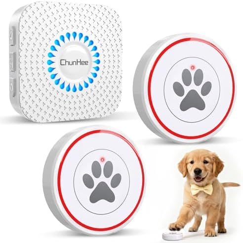 ChunHee Dog Door Bell for Potty Training – Wireless Doggie Doorbell to Go Outside, 1.6in Touch Surface, Easy for Puppy & Adult Dogs, IP55 Waterproof, 500FT Range, 55 Ringtones, Adjustable Volume