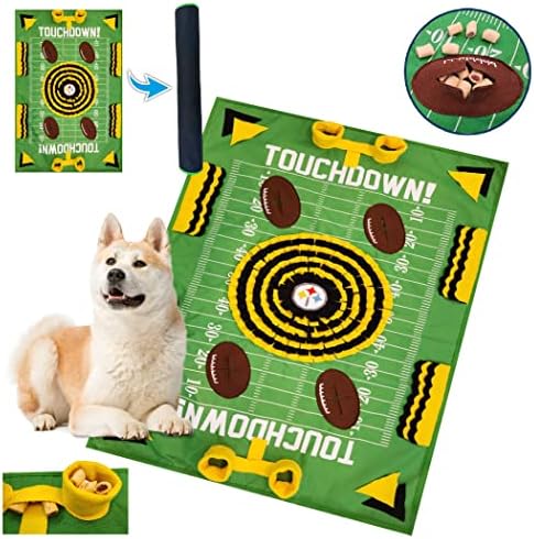 NFL Pittsburgh Steelers Dog Snuffle Mat – Interactive Pet Slow Feeder, Football Field Design Food Puzzle Toy for Dogs & Cats, Foraging Activity Mat for Smarter Feeding