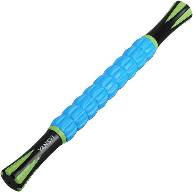 YANSYI 9-Roller Deep Tissue Massage Stick - Professional Muscle Recovery for Leg & Back Pain Relief, Portable Physical Therapy Tool for Athletes, (Blue 2)