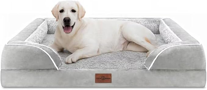 Comfort Expression Waterproof Orthopedic Dog Beds for Extra Large Dog | Supportive Egg Crate Foam XL Dog Bed with Removable Bolster, Dog Couch with Washable Cover & Non-Slip Bottom, 45x35 Inch