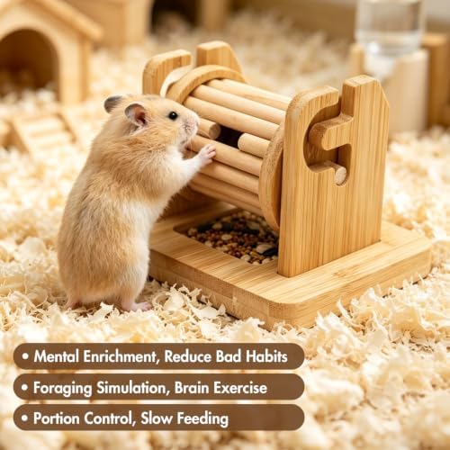 Wooden Hamster Foraging Toy, Interactive Hamster Feeding Toy
