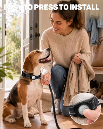 Padded Dog Collar with Waterproof Holder Compatible with Airtag