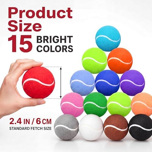 Yunsailing 45 Pcs Dog Tennis Balls 2.4 Inch Dogs Toy Balls Bright Colors Pet Training Toy for Small Medium Large Puppy Indoor Outdoor Interactive Training Exercise Games
