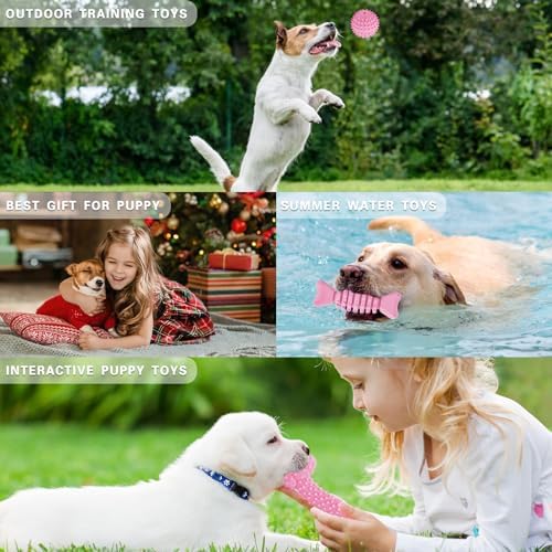 MRSOHRET Puppy Toys, 8 Pack Puppy Chew Toys for Teething, Cute Pink Small Dog Toys Set, Teething Toys for Puppies, Soft Durable Interactive Chew Toy for Small Dogs