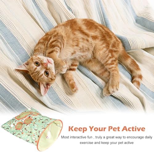 Cat Tunnel Toy, Cat Tunnel Bags with 1 Little Mouse & 3 Ball Crinkle Sack Bag for Cats, Portable Training Cave Collapsible Interactive Drill Bag Toy, Pet Self Interactive Toys