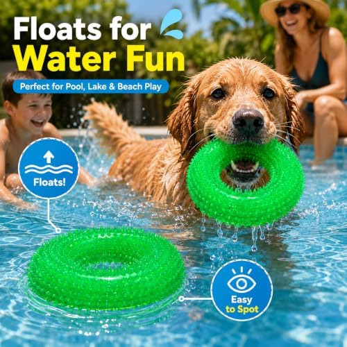 Squeaky Dog Toys for Aggressive Chewers, Floating Donut Ring for Large Dogs