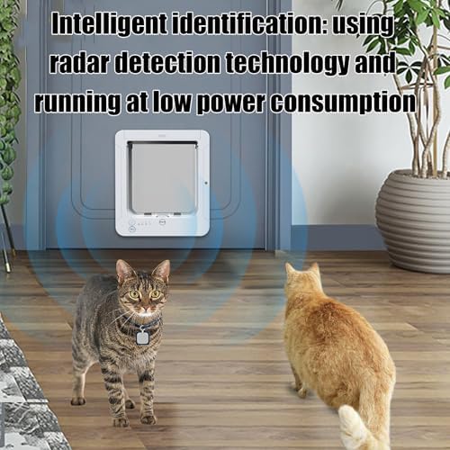 Smart Automatic Cat Flap with Microchip RFID & Remote, Windproof Electronic Pet Door for Cats Small Dogs, Silent Smooth Operation, Easy Install on Doors or Walls