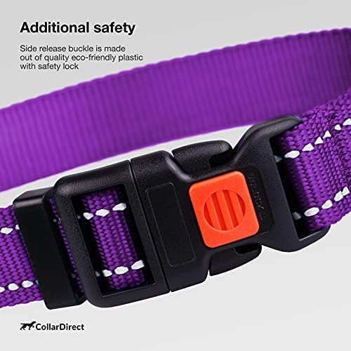 Reflective Dog Collar, Quick-Release Buckle (Purple, 14-18 Inch)