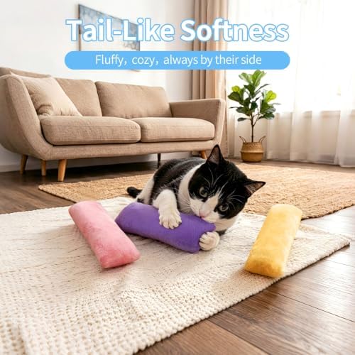 WOUSEDO Cat Plush Pillows Toys 3 Pack, Crinkle Sound and Catnip Inside