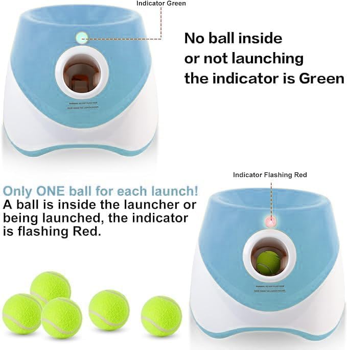 MEKAPLE Automatic Dog Ball Launcher, Dog Ball Thrower Machine with 10-30Ft 3 Launching Distance, Interactive Toys for Small-Medium Dogs Indoor & Outdoor with 15 Mini Tennis Balls (2 inch) -Blue