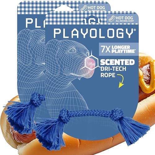 Playology Tug Rope Dog Toys for Small Breed Dogs - Small, Hot Dog Scent