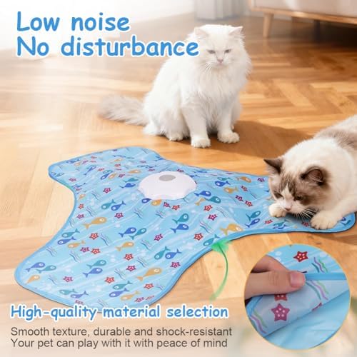 Interactive Cat Toys for Indoor Cats, Automatic Hide and Seek Cat Toy, Moving Concealed Feathers, Mouse Squeaky, Rechargeable Touch Activated Exercise Toys for Kitten Bored Adult Cats, 3 Modes