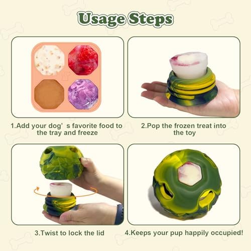 Large Interactive Dog Frozen Treat Toy, Puzzle Enrichment Chew Ball