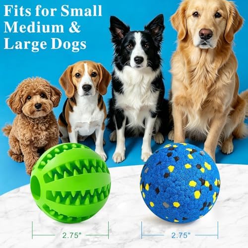 Idepet Dog Toy Ball Tennis Balls for Aggressive Chewers,Nontoxic Bite Resistant Toys ETPU High-Bounce Floating Fetch Toys for Teething for Small Medium Dogs (Bluegreen&BlueYellow, 4 Balls-2.75in)