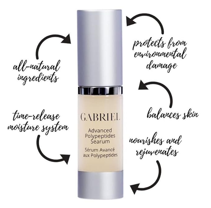 Advanced Polypeptides Searum by Gabriel Cosmetics | All Natural Ingredients to Protect, Nourish, Rejuvenate Skin, 0.5 oz