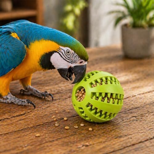 Foraging Toys for Birds, 2PCS Parrot Feeder Chew Toy Balls, Bird Foraging Toys for Parakeets and Cockatiels, Bird Chew Toys for Parrots, Slow-Feeding Pet Enrichment Toy