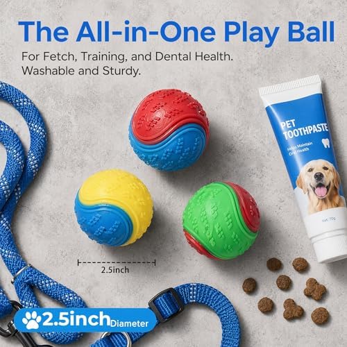 6Pcs Glow Rubber Dog Balls, 2.5 Inch for All Dogs